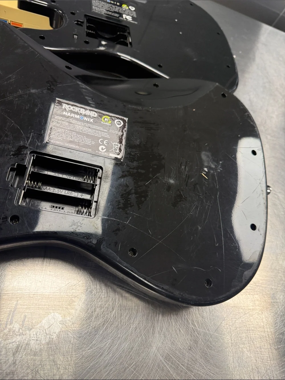 Black Electric Guitar Controller with White Pickguard
